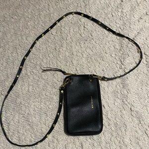 BANDOLIER Expanded Black Pebbled Leather Zip Around Pouch Crossbody